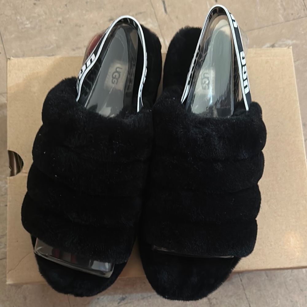 UGG Women's Plush Black Slippers